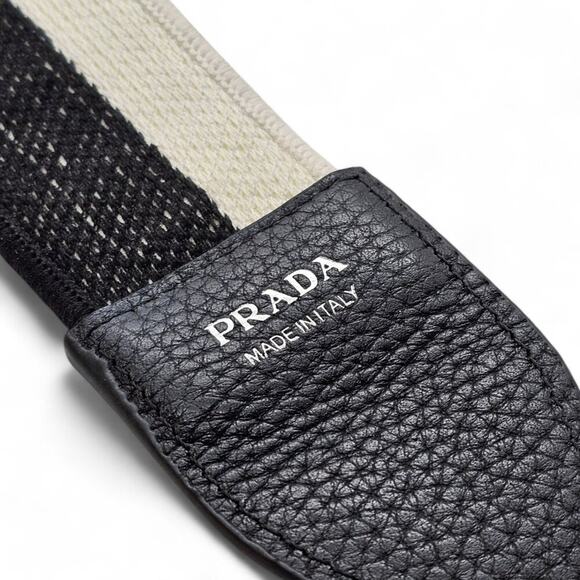 Prada Black and white bag strap with silver-tone hardware and embroidered logo - Picture 4 of 5